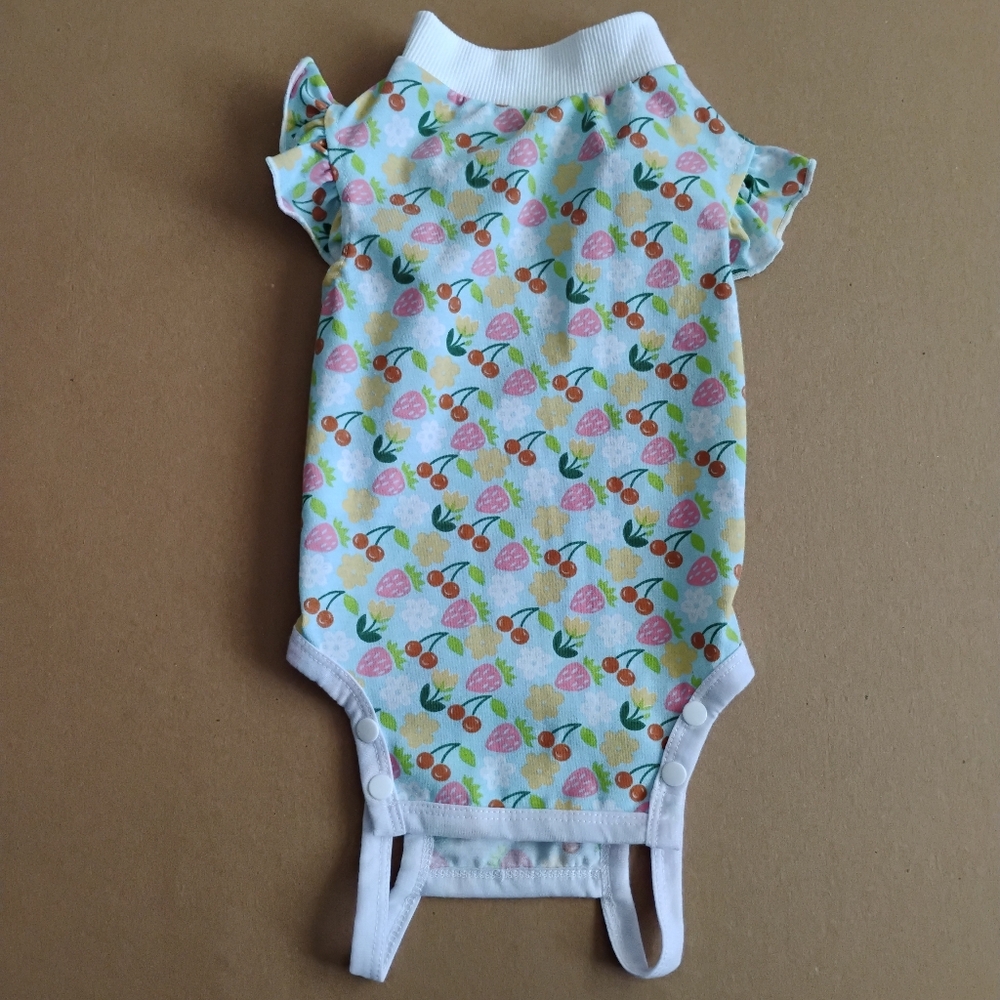 Cats Outfit Strawberry & Cherry Pattern Surgery Recovery Suit After Shaving